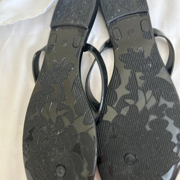 Gently Used Enzo Angiolini Black Jelly Bow Flip Flops 11 Women's Slip On - Picture 3 of 11